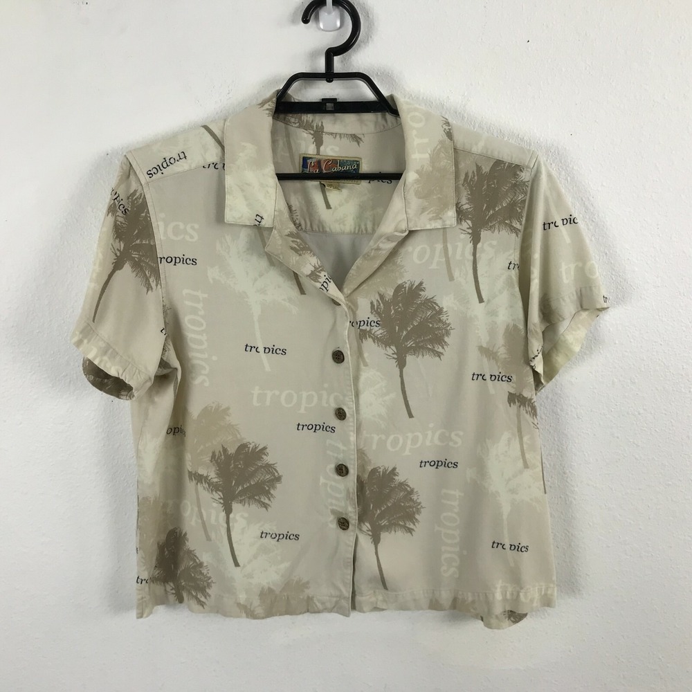 La Cabana Hawaiian Shirt Blouse Size PXL Rayon Multicolor Floral Short Sleeve